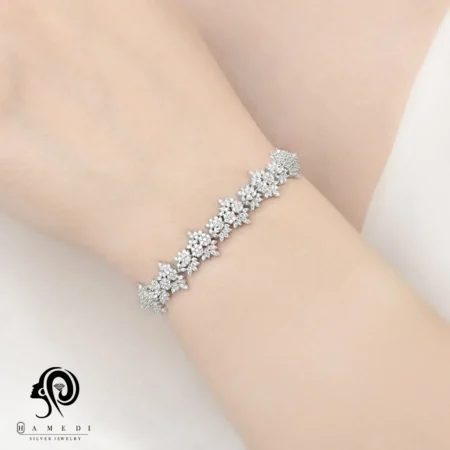 دستبند نقره زنانه نگین دار مدل BI F19