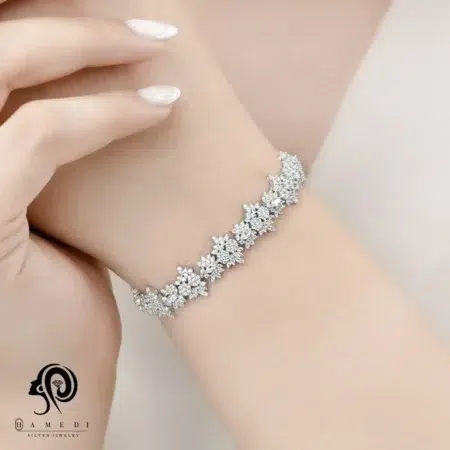دستبند نقره زنانه نگین دار مدل BI F19
