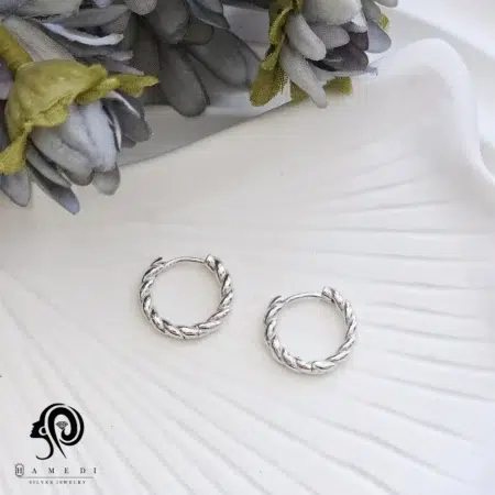 گوشواره نقره زنانه ساده حلقه ای مدل EE T10