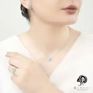 نیم ست نقره زنانه دابلت قلب مدل NE R20