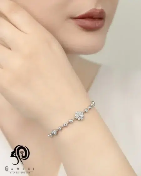 دستبند نقره زنانه مجلسی جواهری مدل BI BK4