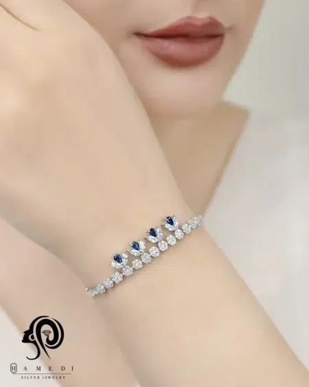 دستبند نقره زنانه فلاور جواهری مدل BI BK2