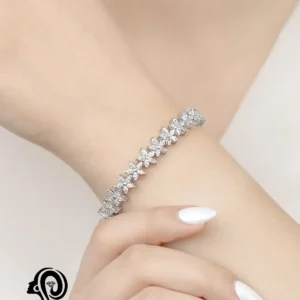 دستبند نقره زنانه طرح گل جواهری مدل BI BK5