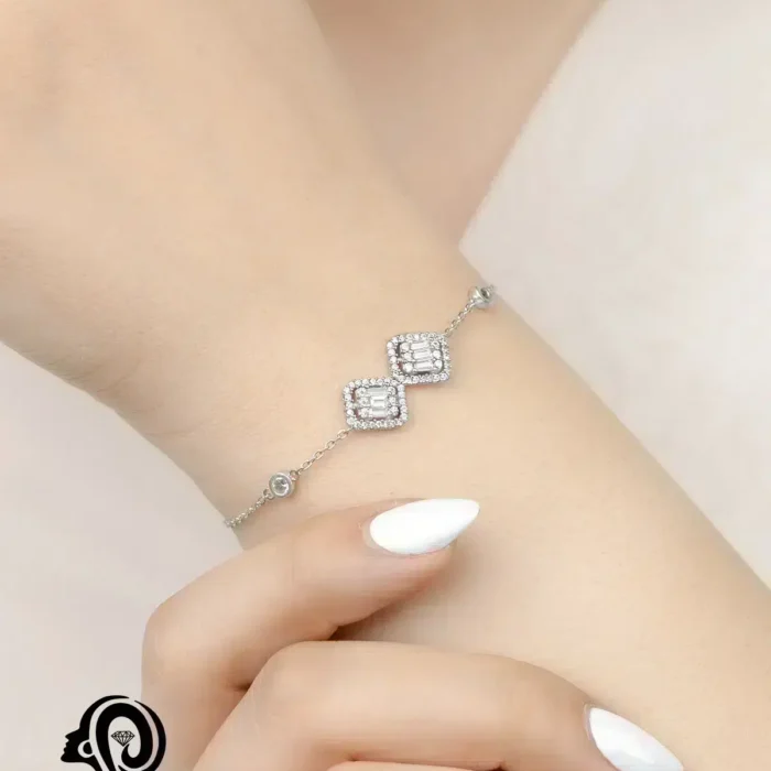 دستبند نقره زنانه زنجیری جواهری مدل BIC BK2