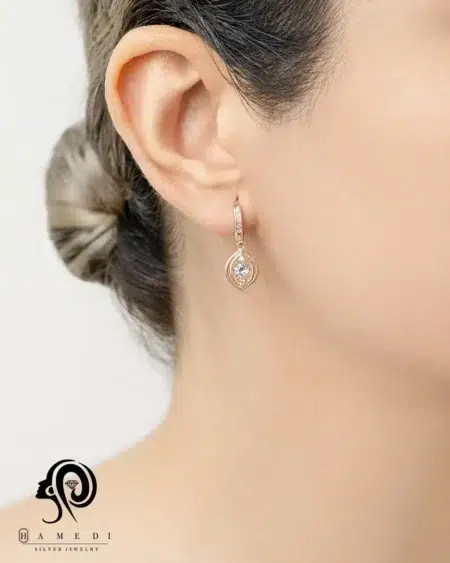 گوشواره نقره زنانه طرح چشم مدل EE B23 R