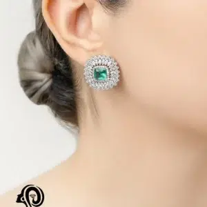 گوشواره نقره زنانه سنگ دابلت مدل EE R18