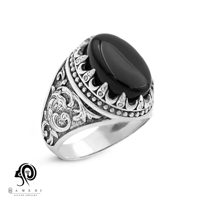 انگشتر اونیکس مردانه اصل نقره مدل RIM ON1