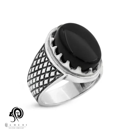 انگشتر اونیکس مردانه نقره اصل مدل RIM ON2