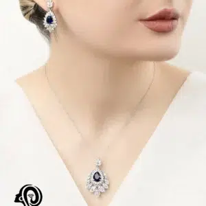 نیم ست نقره زنانه رنگی مجلسی مدل NI BK1