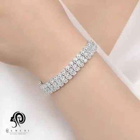 دستبند نقره زنانه پهن مجلسی مدل BI A13
