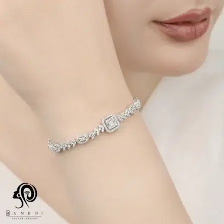دستبند نقره زنانه مجلسی جواهری مدل BI E20