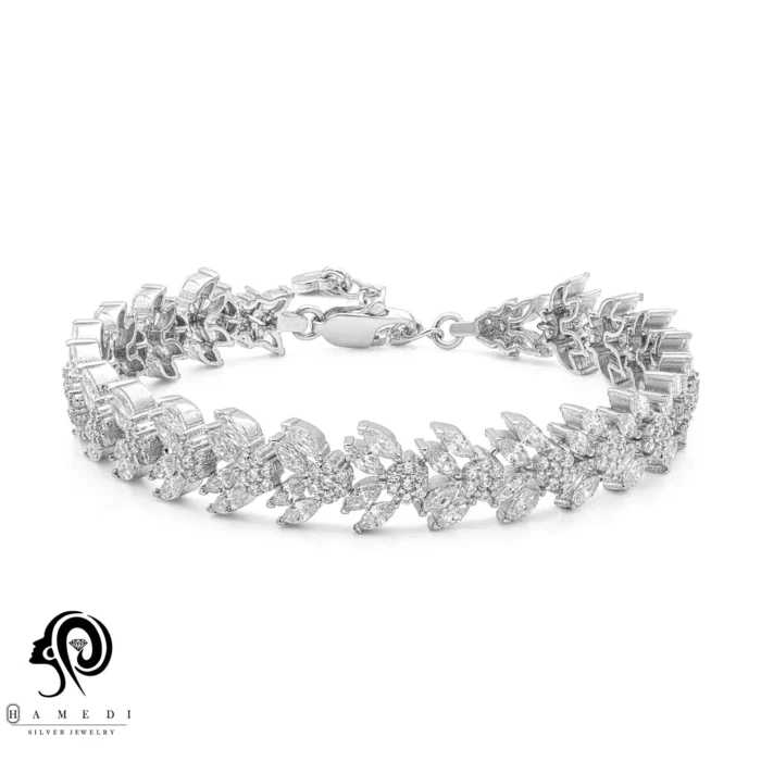 دستبند نقره زنانه فلاور جواهری مدل BI F13