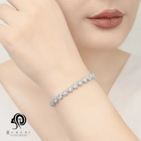 دستبند نقره زنانه مجلسی جواهری مدل BI R8
