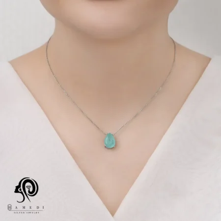 نیم ست نقره زنانه سنگ دابلت مدل NE R13
