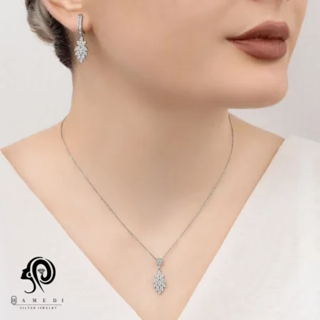 نیم ست نقره زنانه مجلسی جواهری مدل NI B33