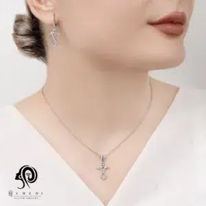 نیم ست نقره زنانه طرح بینهایت مدل NI B67