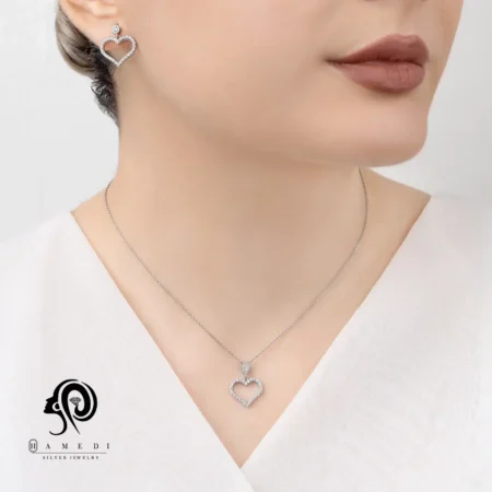 نیم ست نقره طرح قلب مدل NI R72