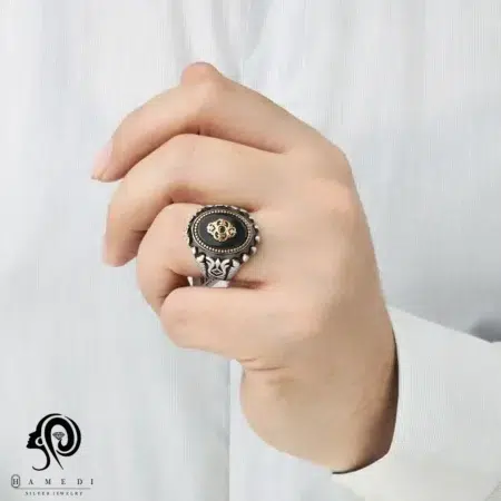 انگشتر نقره مردانه سرامیکی مدل REM B32