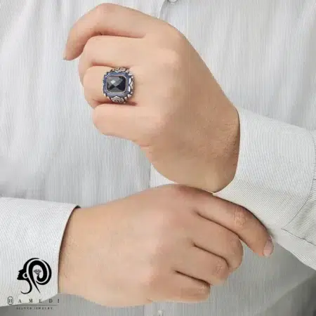 انگشتر نقره مردانه سرامیکی مدل REM R198