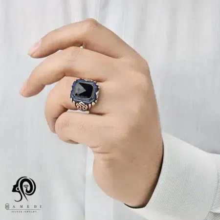 انگشتر نقره مردانه سرامیکی مدل REM R198