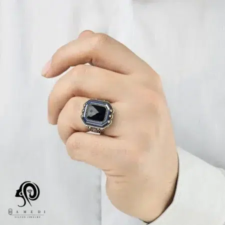 انگشتر نقره مردانه سرامیکی مدل REM R205