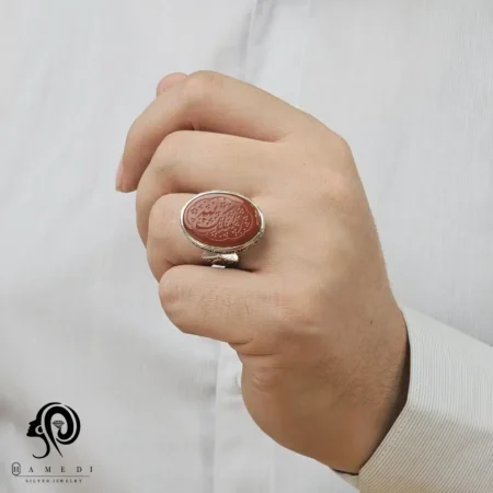 انگشتر نقره مردانه عقیق الملک لله RIMS AG3