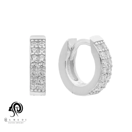 گوشواره نقره دخترانه حلقه ساده مدل EE B105