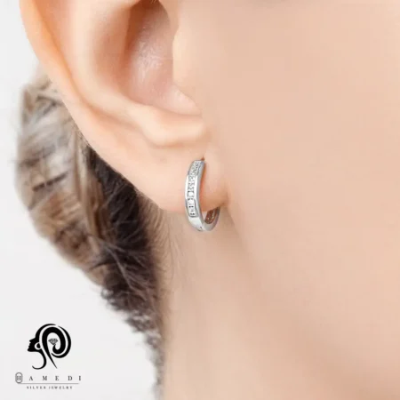 گوشواره نقره زنانه ساده مجلسی مدل EE B33