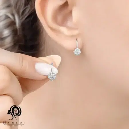 گوشواره نقره زنانه طرح گل مدل EE K9
