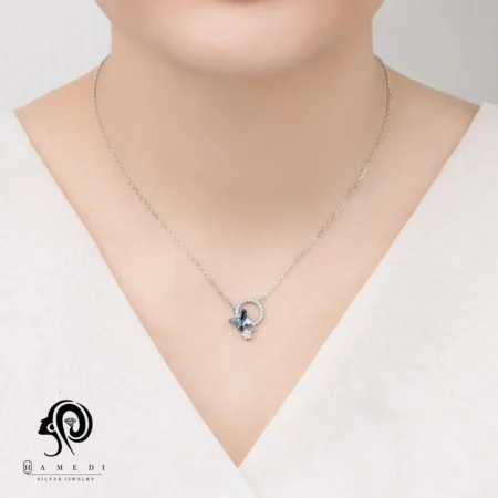 گردنبند سواروسکی نقره زنانه پروانه مدل KEC R25