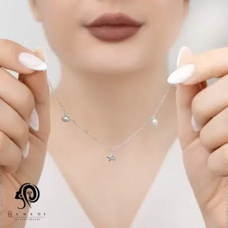 گردنبند نقره زنانه مروارید صدف مدل KEC Y10