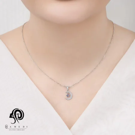 گردنبند نقره زنانه ماه ستاره مدل ME R31