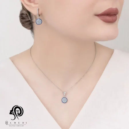 نیم ست نقره زنانه چشم نظر مدل NIH B4