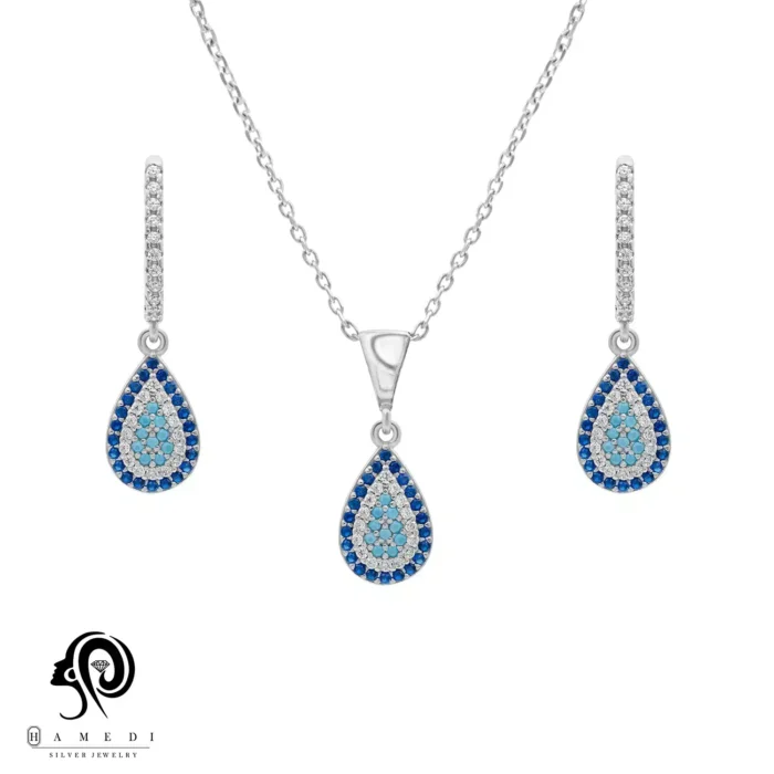 نیم ست نقره زنانه چشم نظر مدل NIH B9