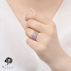 انگشتر نقره زنانه نگین رنگی مدل RE P3
