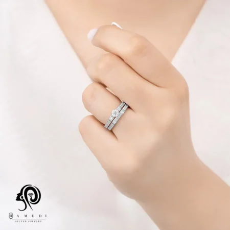 انگشتر نقره زنانه حلقه پشت حلقه مدل RE S47