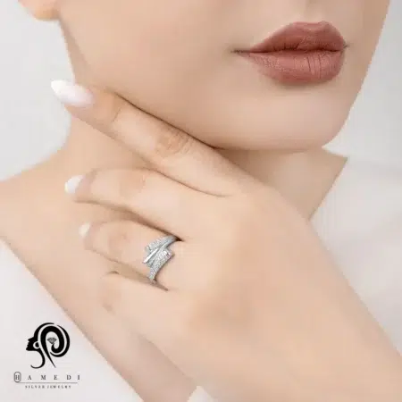 انگشتر نقره زنانه مجلسی ایتالیایی مدل RE B128