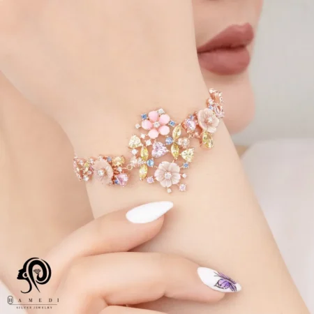 دستبند نقره زنانه صدفی مدل BE C22 R
