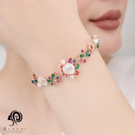 دستبند نقره زنانه صدفی مدل BE C26 R