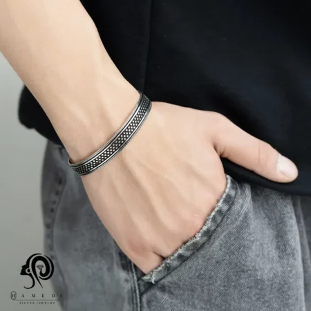 بنگل مردانه نقره اسپرت ترک مدل BEB T7