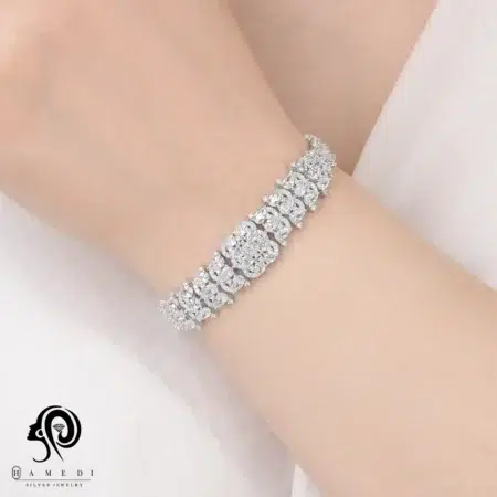 دستبند نقره زنانه مجلسی جواهری مدل BI A11