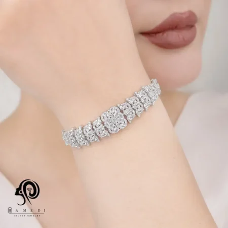 دستبند نقره زنانه مجلسی جواهری مدل BI A11