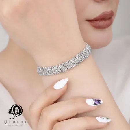 دستبند نقره زنانه مجلسی جواهری مدل BI K28
