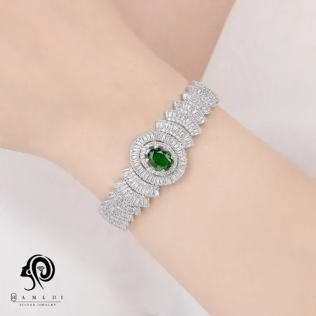 دستبند نقره زنانه نگین رنگی مدل BI R10