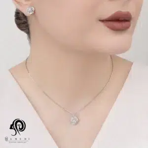 نیم ست نقره زنانه مجلسی گل مدل NE S15