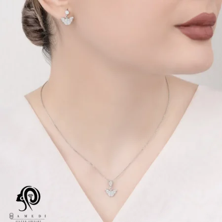 نیم ست نقره زنانه اسپرتی پروانه مدل NI B78