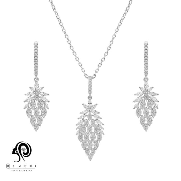 نیم ست نقره زنانه مجلسی جواهری مدل NI K8