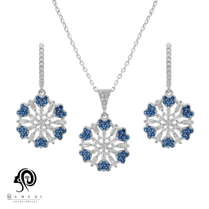 نیم ست نقره زنانه دونه برف مدل NI S17