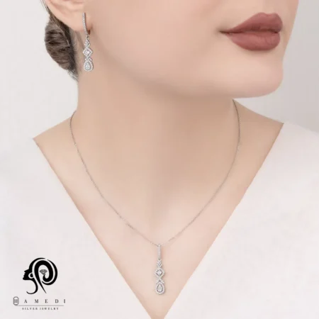 نیم ست نقره زنانه مجلسی و جواهری مدل NI S27