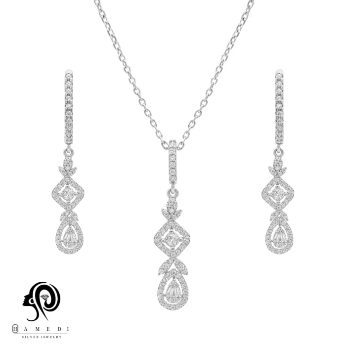 نیم ست نقره زنانه مجلسی و جواهری مدل NI S27